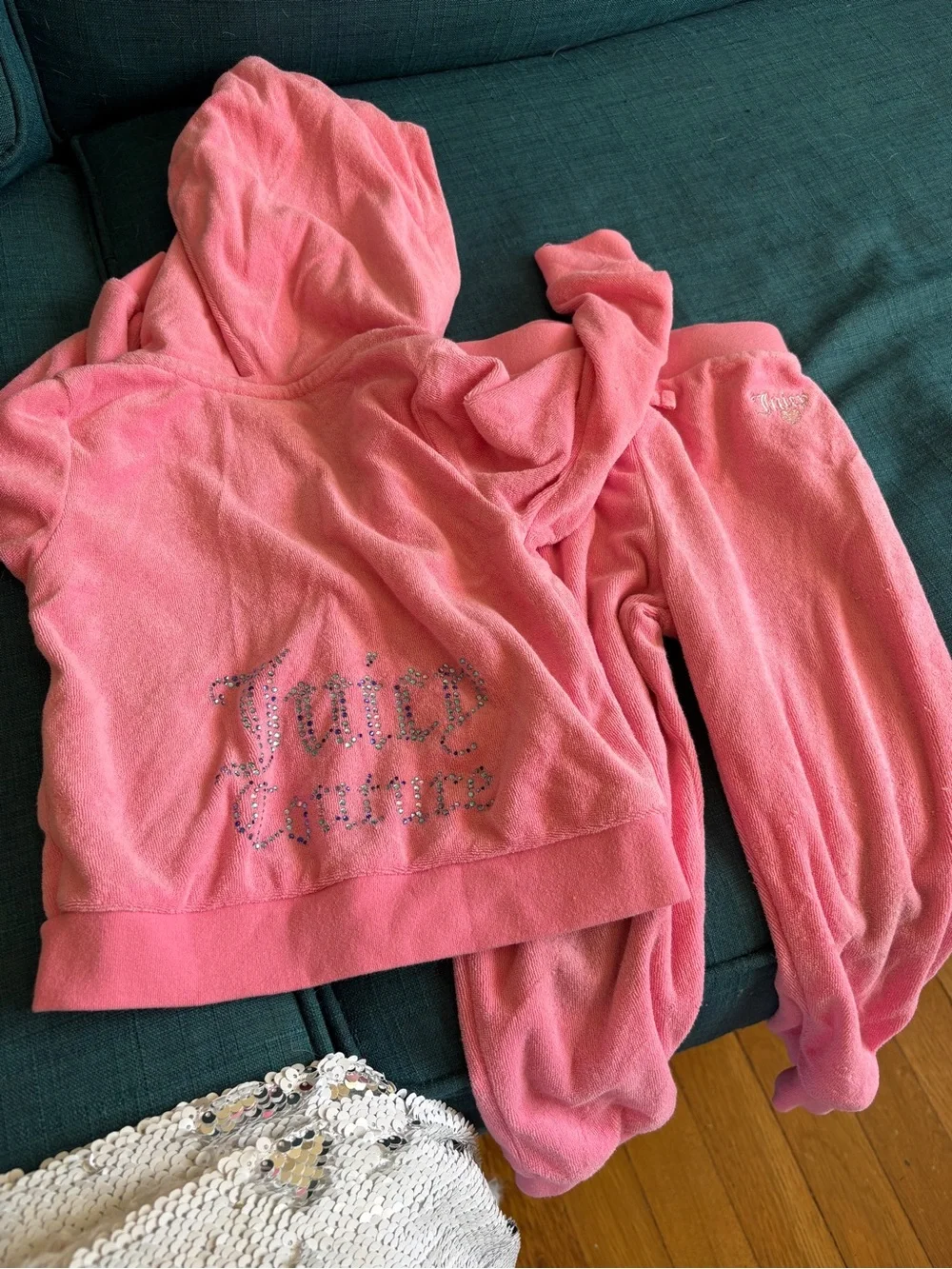 Juicy Couture Girls Pink Velour Hoodie & Jogger Set